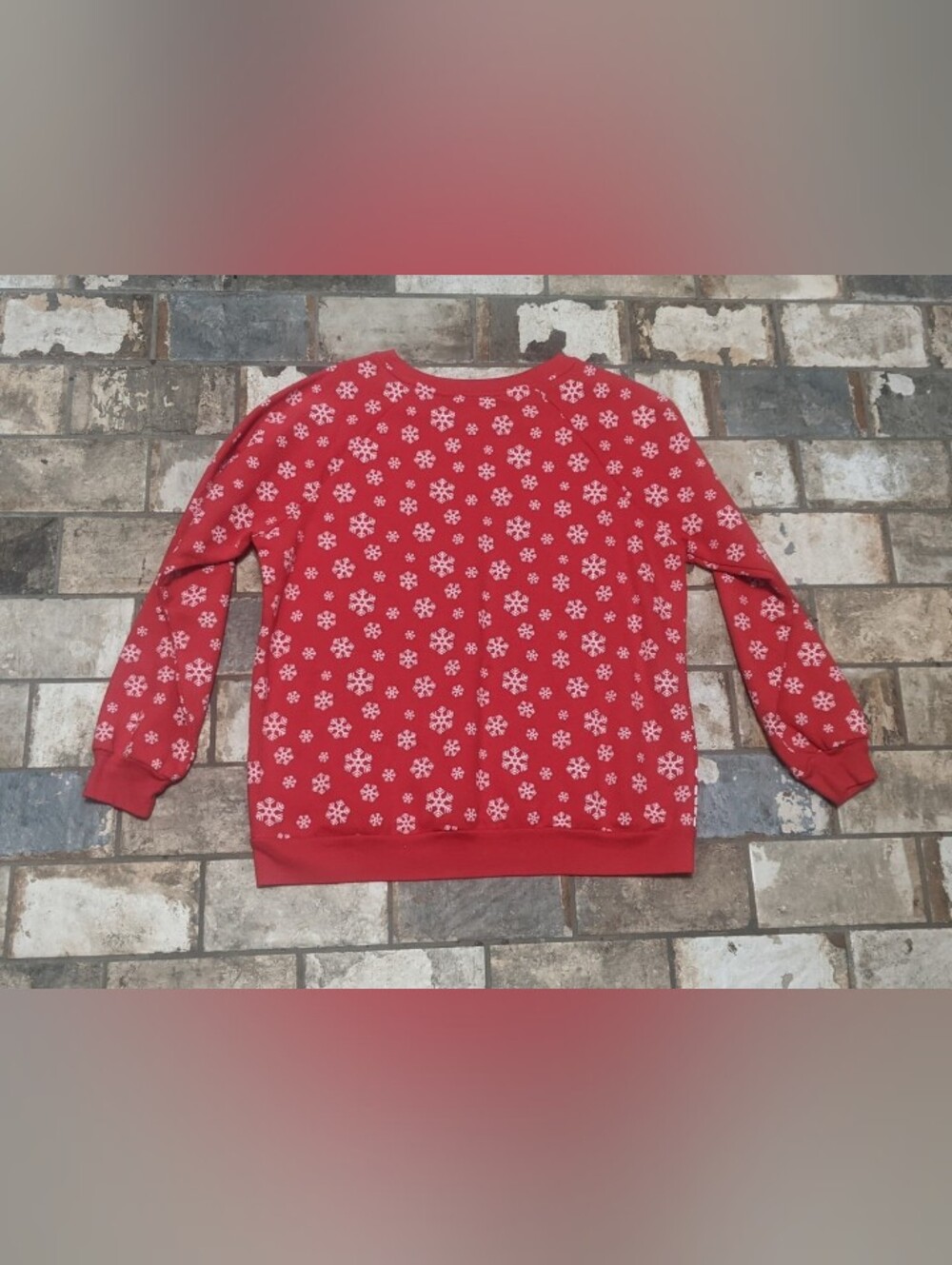 Cat & Jack Red Crewneck Sweatshirt with White Snowflake Print
